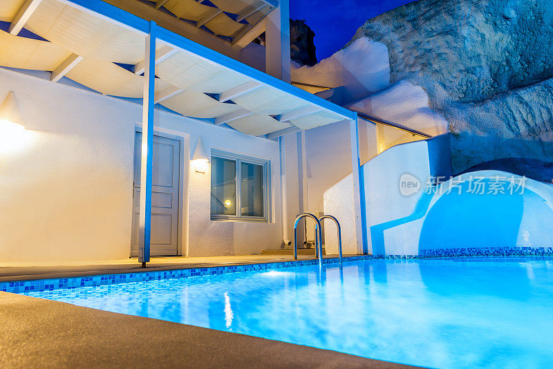 度假别墅和私人游泳池和希腊建筑