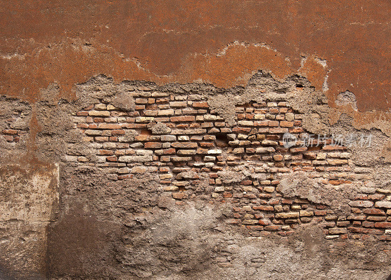 意大利罗马，古代建筑用砖和腐朽的油灰