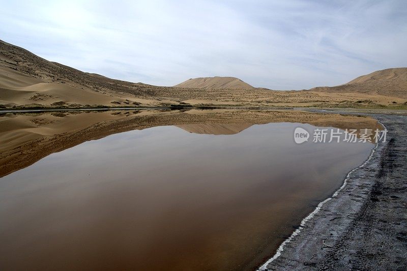 内蒙古巴丹吉林沙漠湖泊倒映沙丘