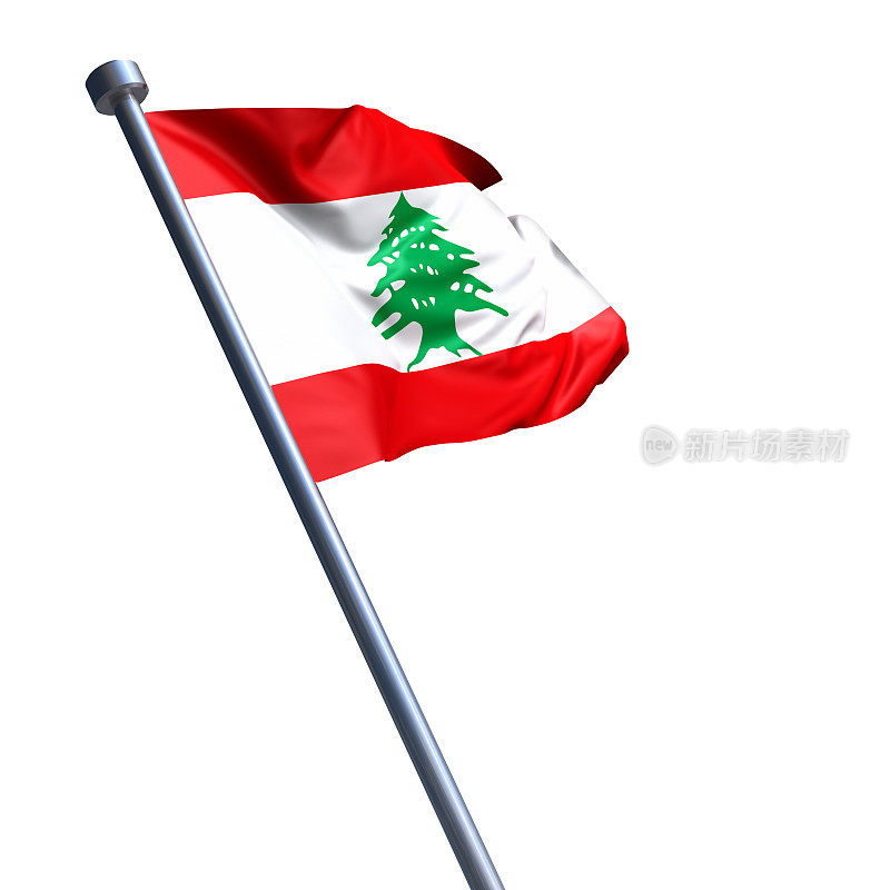 黎巴嫩国旗孤立在白色