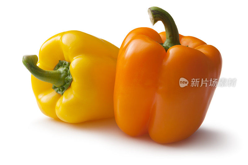 蔬菜:甜椒黄色和橙色
