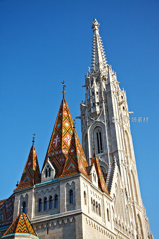 圣马蒂亚斯大教堂塔尖。布达佩斯。匈牙利。