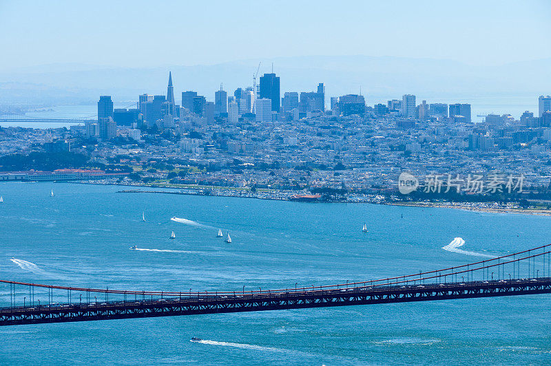 金门大桥和旧金山城市天际线