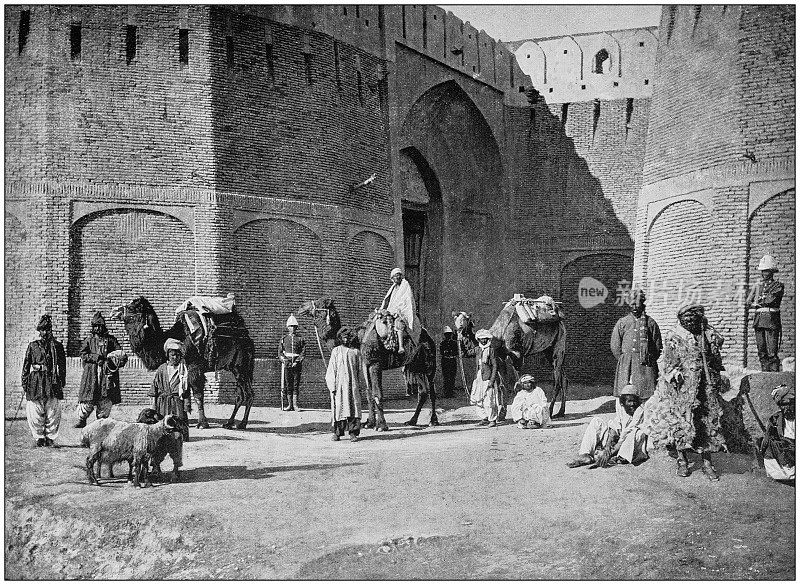 大英帝国的古老照片:骆驼穿过印度的城门