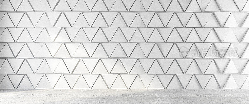 空白色几何三角形混凝土墙