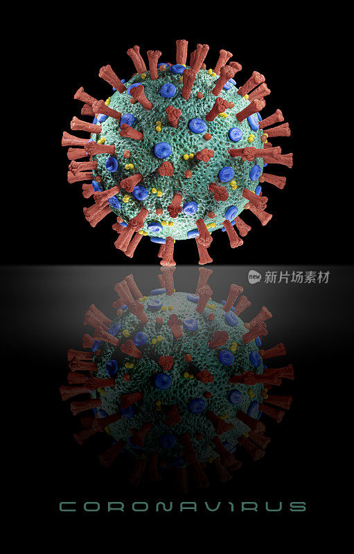 冠状病毒COVID-19漂浮的微观宏观隔离黑色