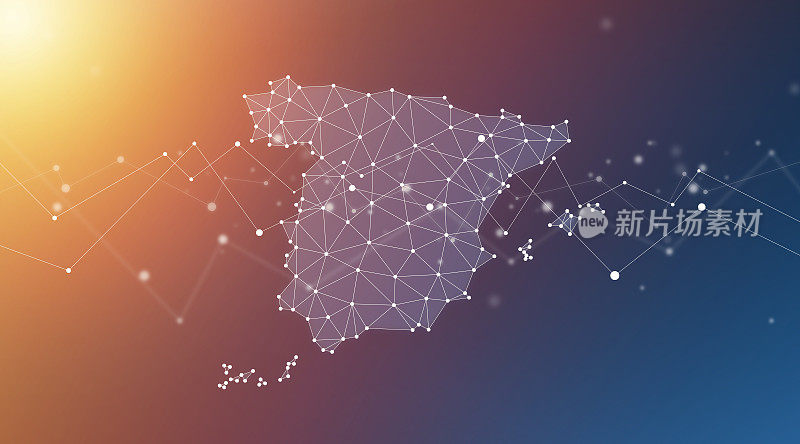 西班牙地图几何网络多边形图形背景