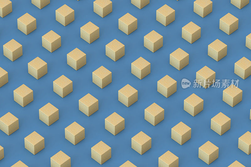 三维抽象木立方体块背景