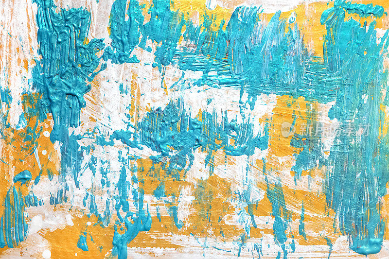 抽象画用蓝、黄、白颜料，平面观