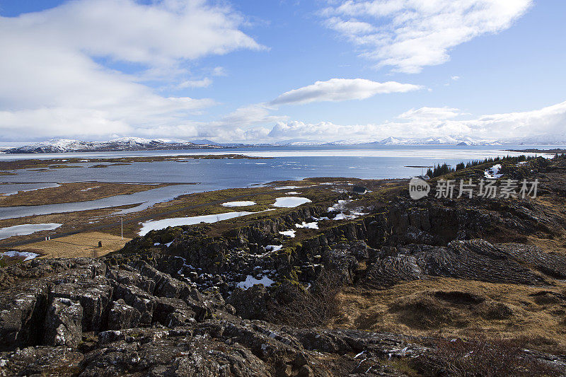 冰岛平瓦拉瓦湖的Thingvellir