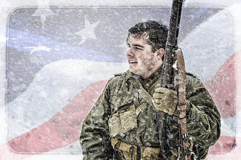 二战美国英雄雪旗背景