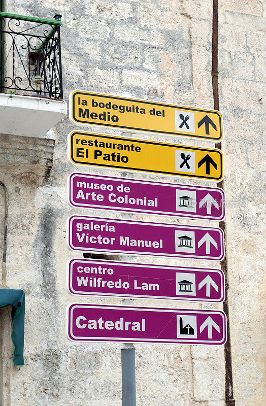 古巴哈瓦那的街道标志