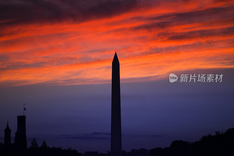日落时分的华盛顿纪念碑