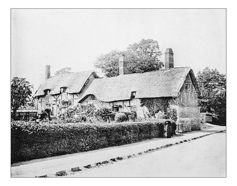 安妮·海瑟薇别墅的古董照片(肖特瑞，英国)。-19世纪的照片