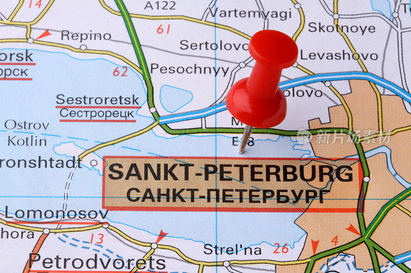 地图上的圣彼得堡。