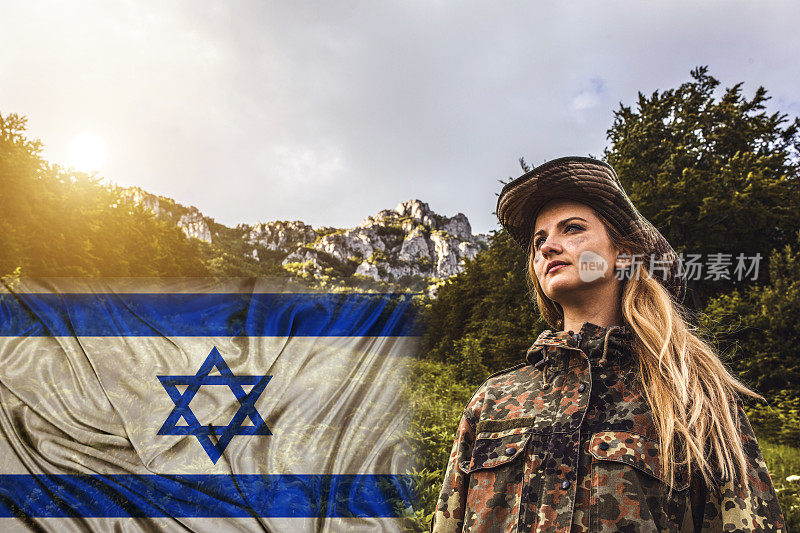 画着以色列国旗的女人