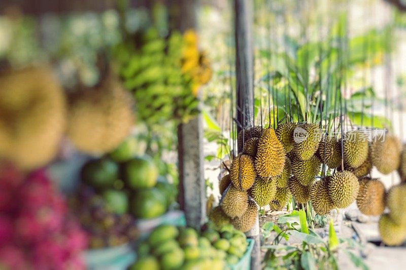印尼巴厘岛的露天水果市场。