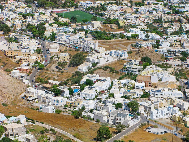 Kamari村，圣托里尼，希腊，鸟瞰图