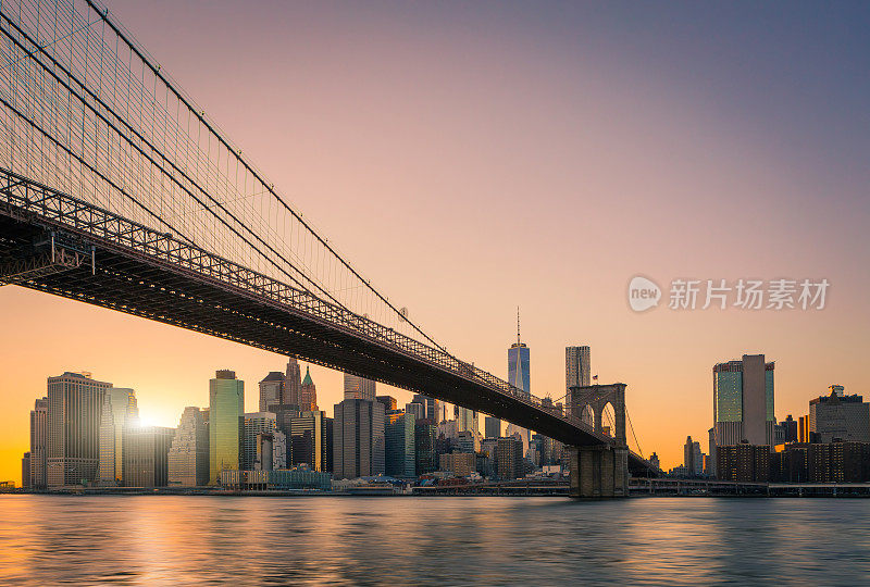 布鲁克林大桥和曼哈顿的天际线
