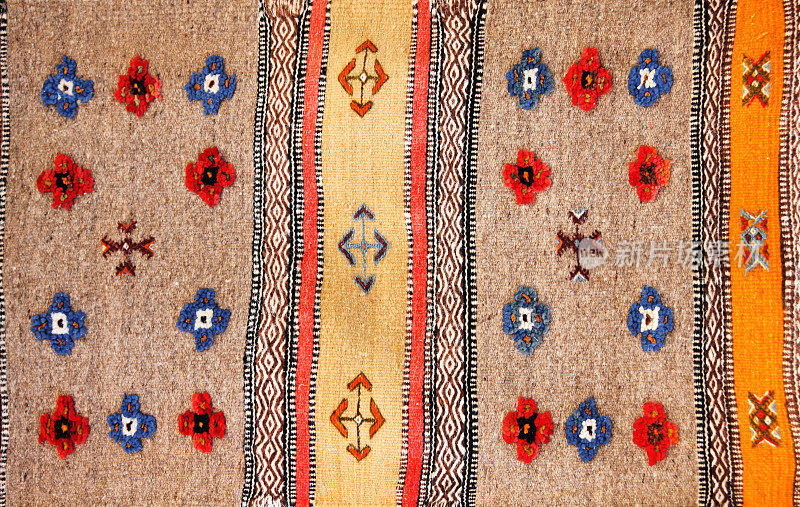 非洲摩洛哥柏柏尔传统羊毛地毯的质地