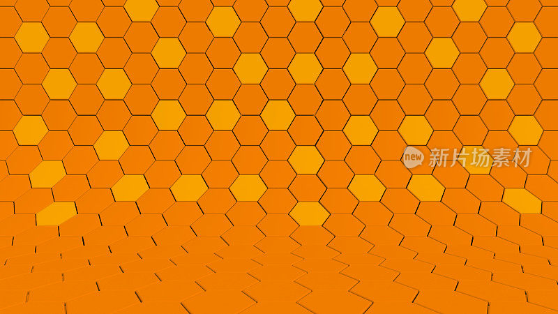 清晰图案抽象背景工作室六角形橙色，秋天蜂窝马赛克。