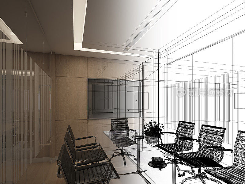 室内会议室3d效果图