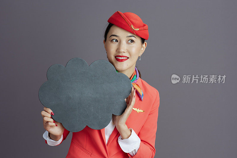 亚洲女空姐展示空白云形板