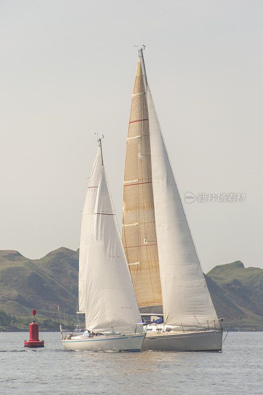英国苏格兰格拉斯哥奥本海岸的帆船