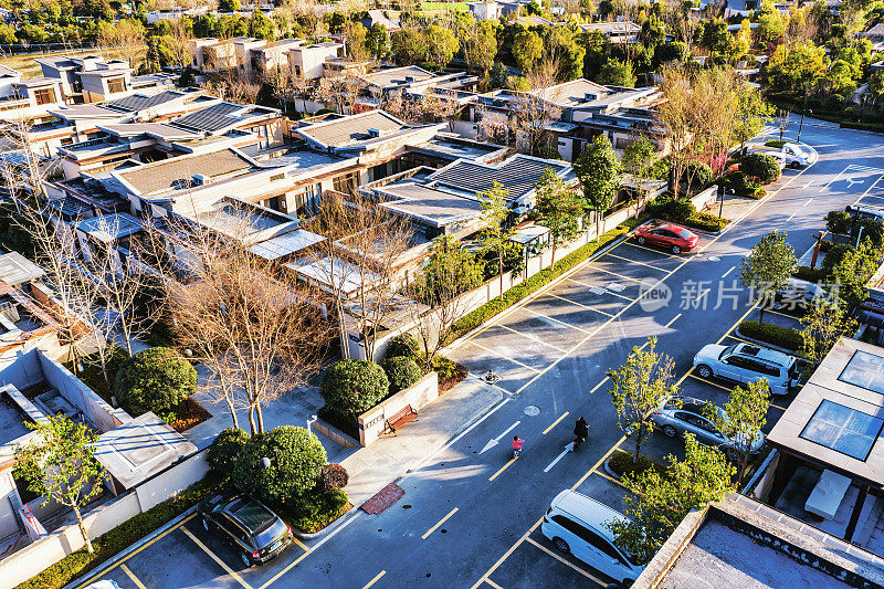 联排别墅和住宅鸟瞰图