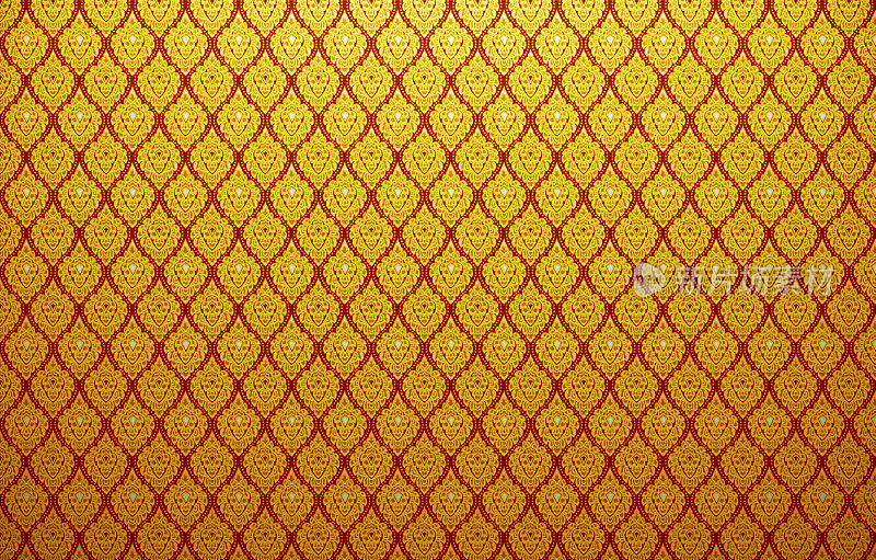 泰式面料图案背景为金黄色