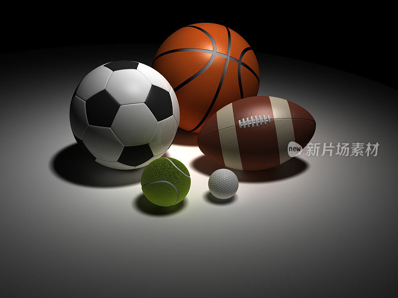 五种不同类型的球分别用于自己的运动