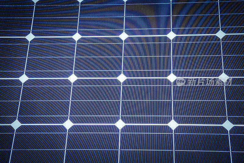 太阳能电池板背景的极端特写