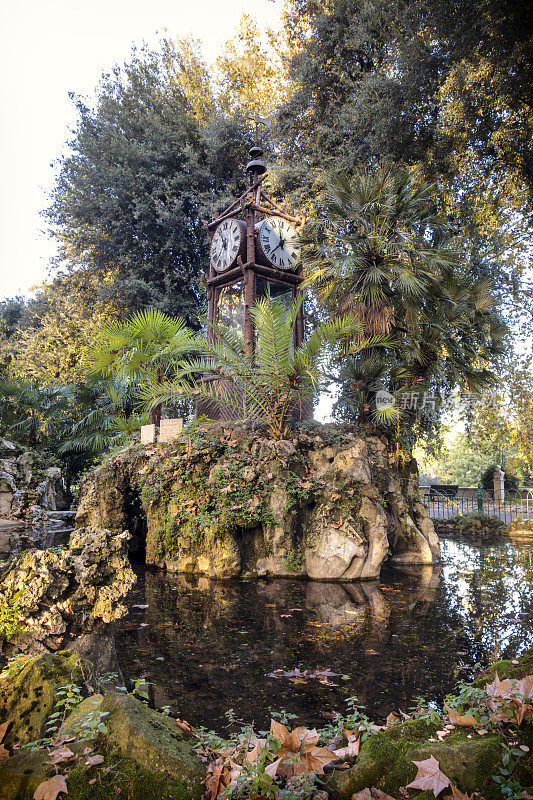意大利罗马，波勒塞别墅公园的水钟