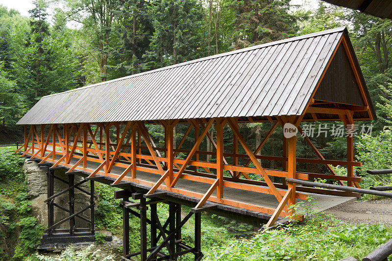 木桥穿过峡谷
