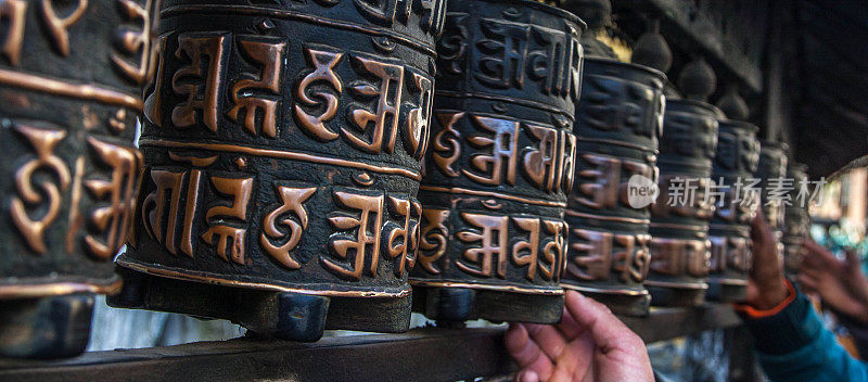 佛教经轮，加德满都，尼泊尔