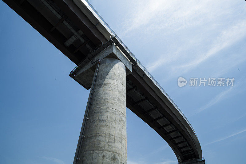 一条重型公路和一片蔚蓝的天空。