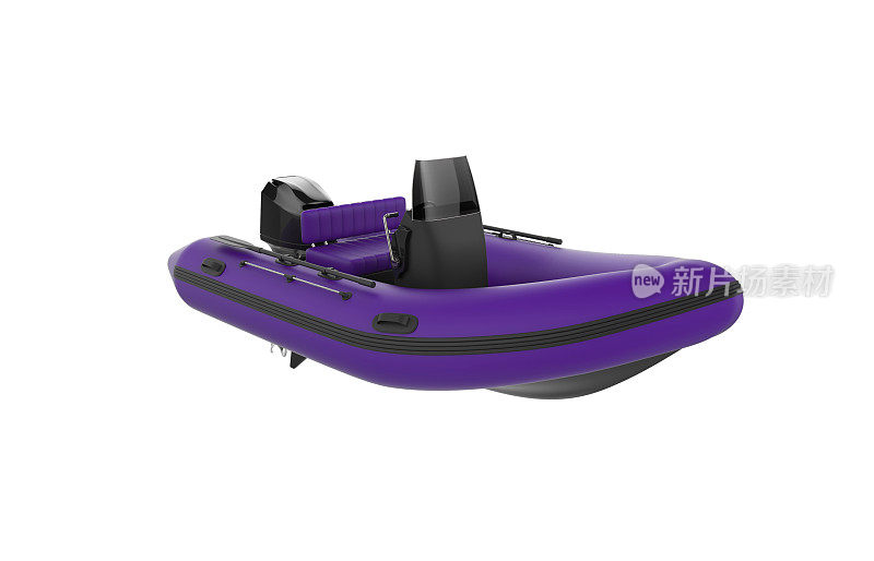 紫色的橡胶充气划艇，孤立在白色背景上