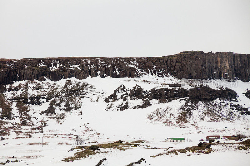 美丽的风景在冰岛的冬天的雪