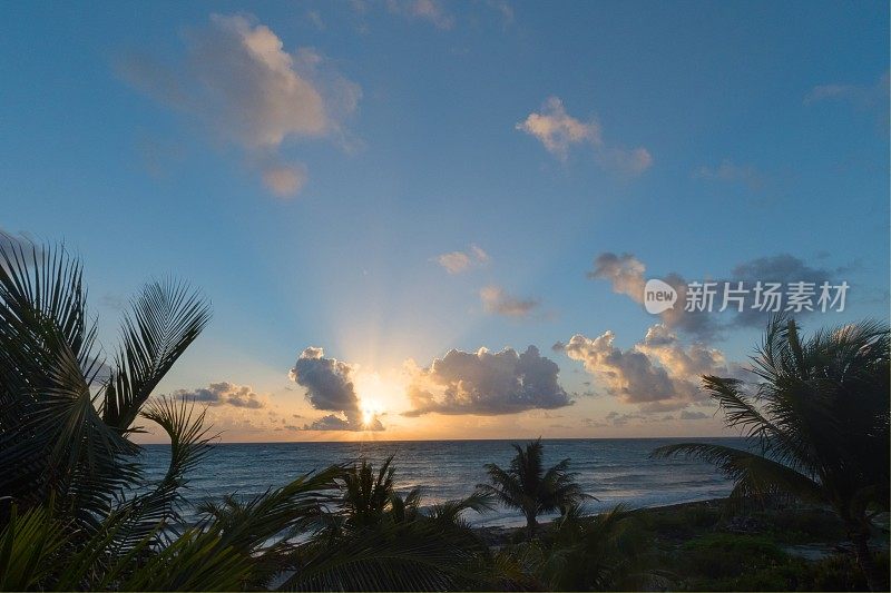 日出时分的热带海滩