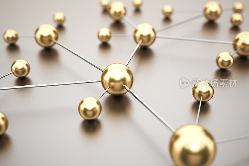金点线连线，抽象技术背景。网络的概念