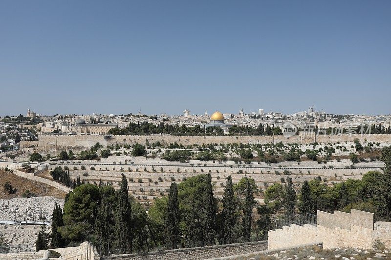 耶路撒冷老城橄榄山全景墓地