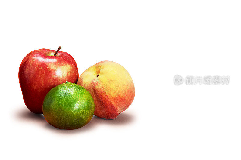 水果组苹果，桃子和桔子