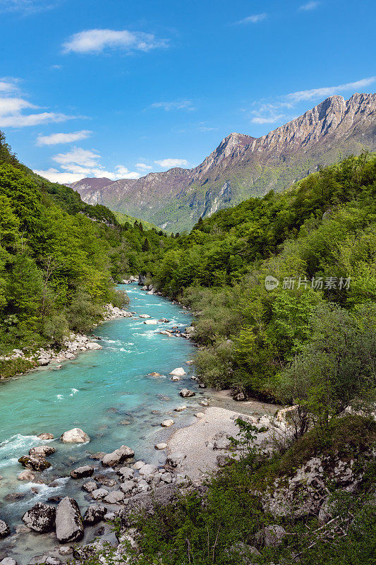 索卡河近距离，特伦塔山谷，Primorska，朱利安阿尔卑斯，俄罗斯，欧洲