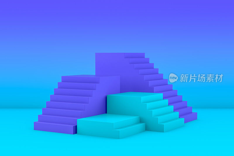 3D抽象的最小楼梯，梯子，讲台