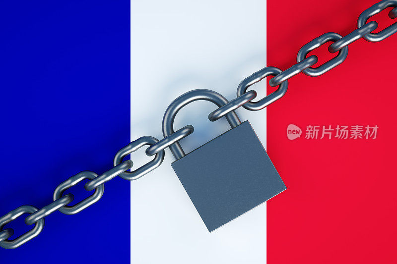 法国国旗上的挂锁和链子