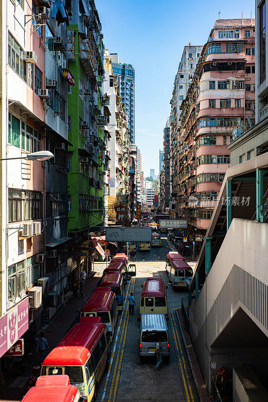 旺角区香港街景，交通繁忙