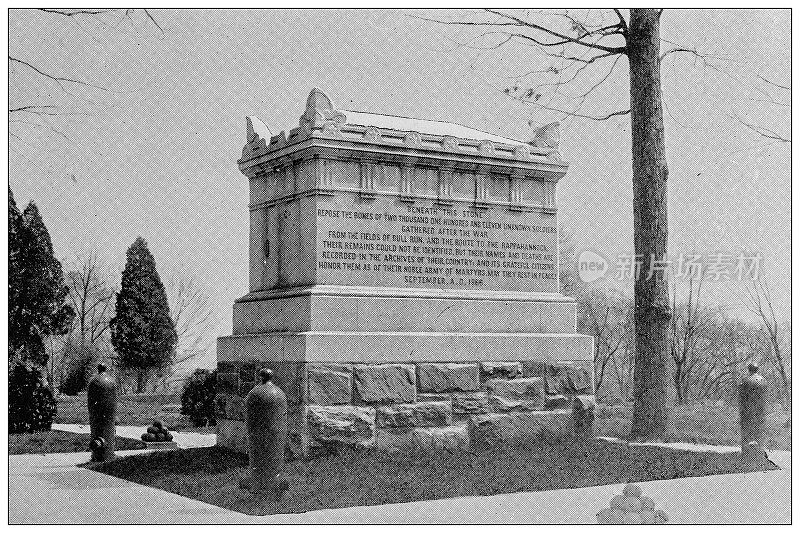 美国华盛顿的古董黑白照片:阿灵顿的无名死者之墓