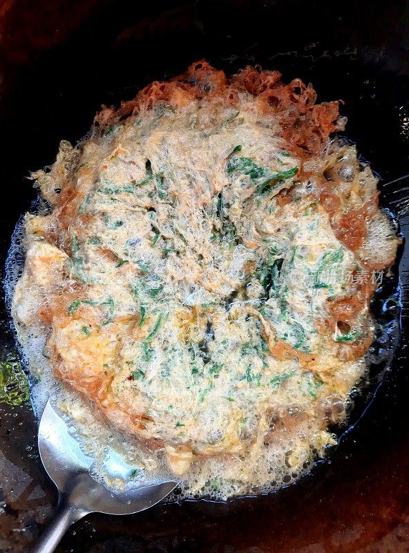 烹饪攀藤菜煎蛋卷-食物准备。