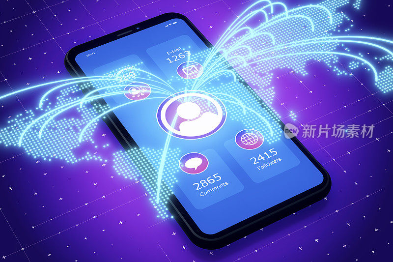 社交媒体关注者与智能手机连接