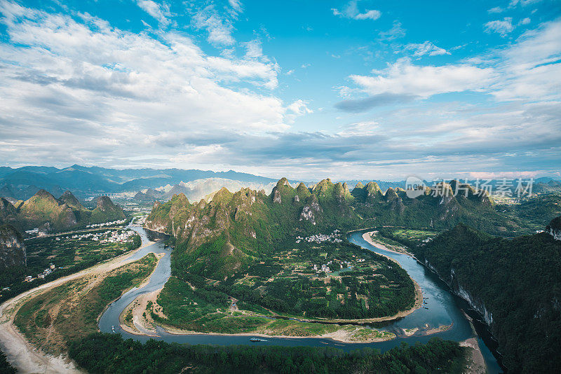 桂林阳朔乡大景观鸟瞰图